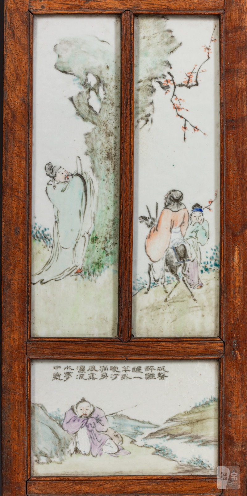 任煥章（活躍於1874至1902）作淺絳彩人物山水紋瓷板一套二十八屏 - 图6